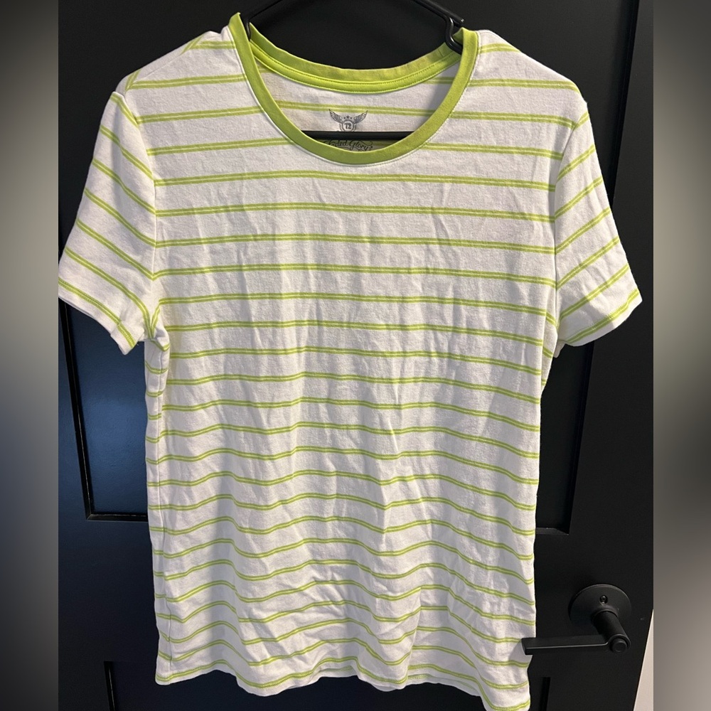 Green Striped Basic T-shirt